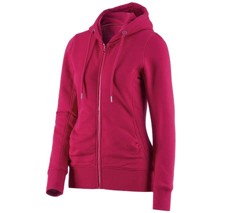 E S Hoody Sweatjacke Poly Cotton Damen Beere Strauss