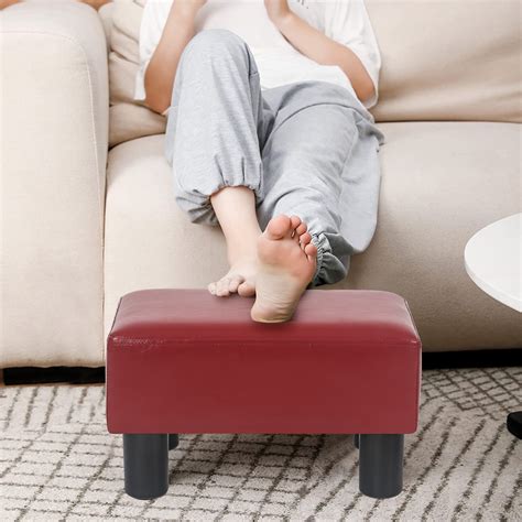 Homebeez Pu Ottoman Footstool Square Padded Foot Rest Stool Seatred