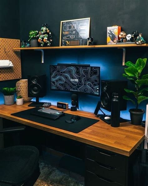 Modtecups On Instagram Minimalist Oasis Sleek Dark Desk Setup