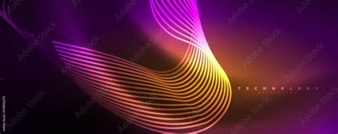 Shiny Neon Waves Dynamic Electric Motion Energy Or Speed Concept