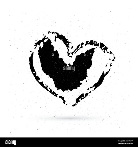 Hand Drown Heart On White Background Grunge Shape Of Heart Black