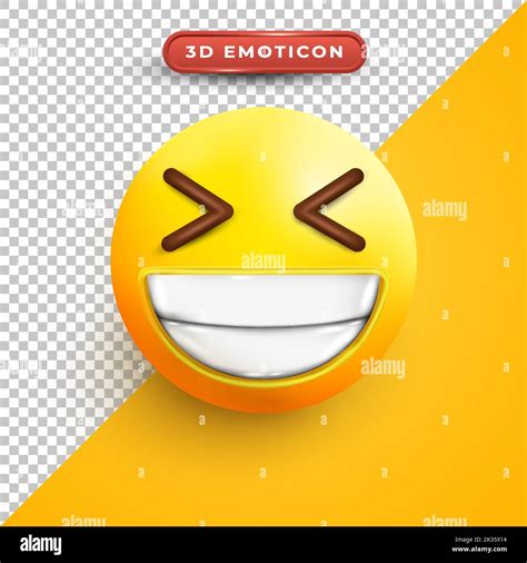 a 3d laughing emoji with teeth and closed eyes - happy facial ...