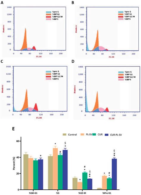 Cell cycle analysis by flow cytometry. (A) Untreated Control, (B ...