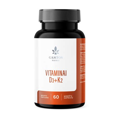 Gamtos Namai Vitaminai D3k2 60 Kapsulių Gintarinė Vaistinė