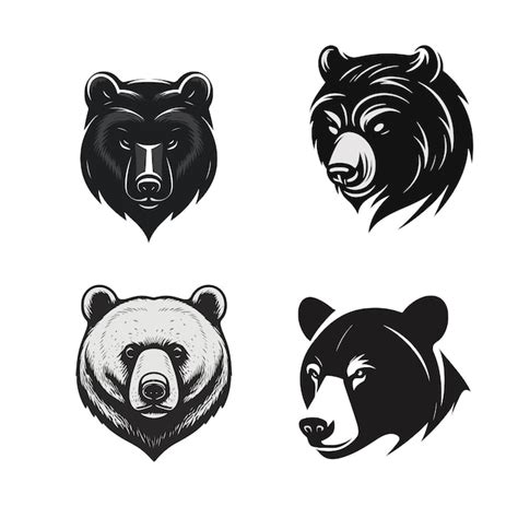 Logotipo De Oso Grizzly Blanco Negro O Logotipo De Silueta De Cara De