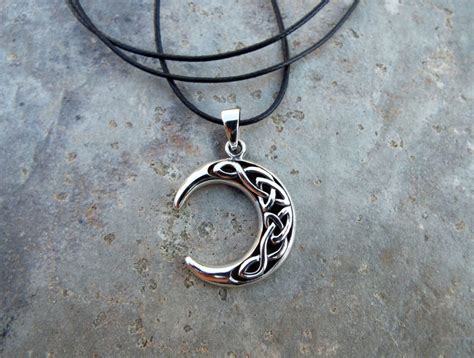 Crescent Moon Pendant Sterling Silver 925 Handmade Celtic Necklace Luna