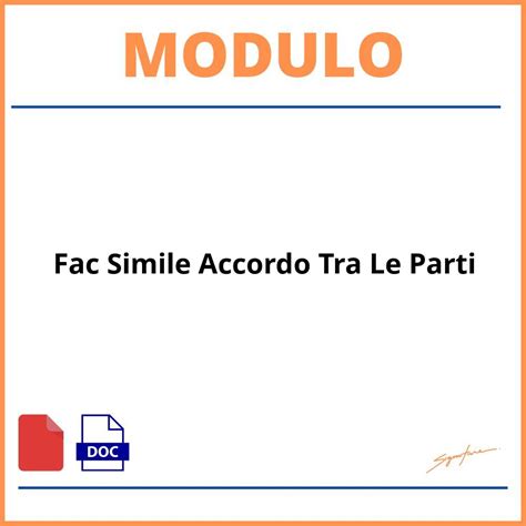 Modulo Fac Simile Accordo Tra Le Parti