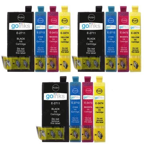 3 Go Inks Ensemble de 4 Cartouches d encre à remplacer Epson T2715