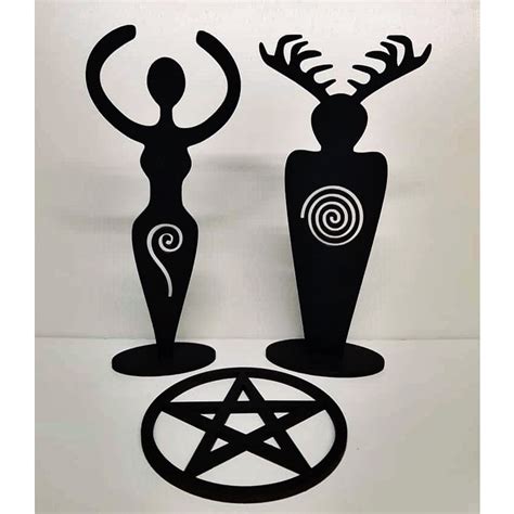 Kit Deusa E Deus Pentagrama Wicca Bruxaria Altar Shopee Brasil