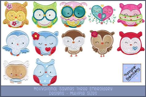 Adorable Owls Applique Machine Embroidery Designs