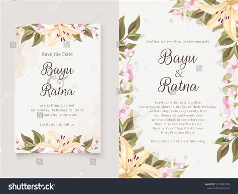 Elegant Floral Wedding Invitation Template Design Stock Vector Royalty Free 1910097550