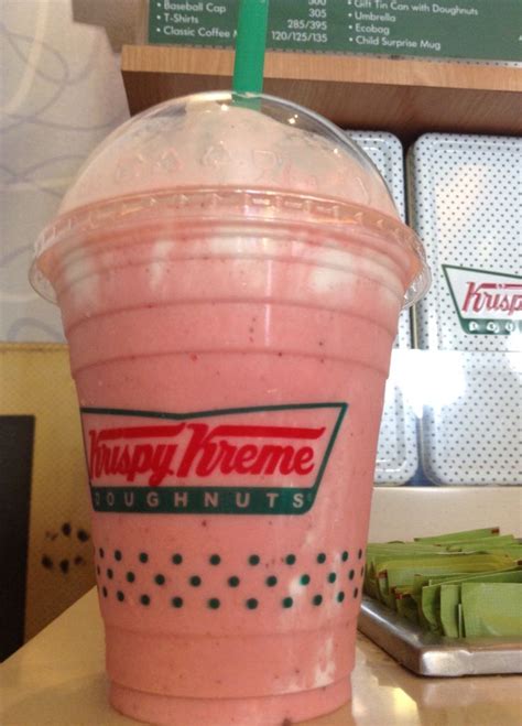 Yummy strawberry milkshake from Krispy Kreme.😄 | Tasty baking, Krispy ...