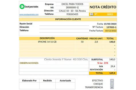 Muestra De Nota De Debito