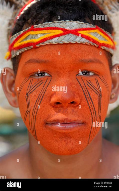 Portrait Of A Pataxo Indian Man At The Reserva Indigena Da Jaqueira