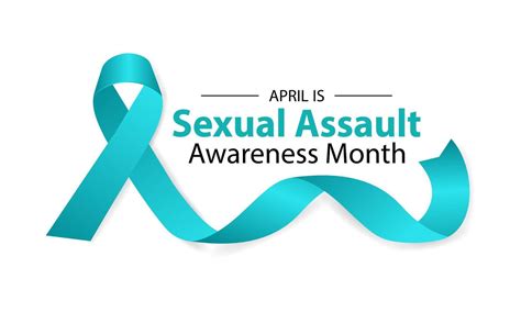 Sexual Assault Awareness Month Concept Banner With Teal Ribbon Vector Illustration Poster