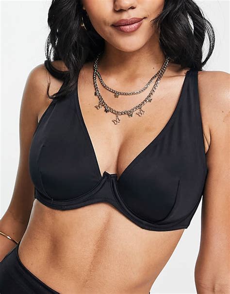 Asos Design Größere Brust Maya Mix And Match Bügel Bikinioberteil In Schwarz Mit