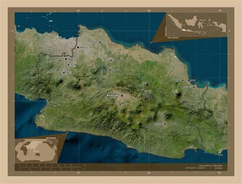 Jawa Barat Indonesia Low Res Satellite Labelled Points Of Cities