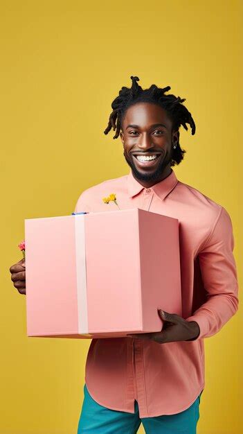 Premium AI Image African Black Man Holding A Box