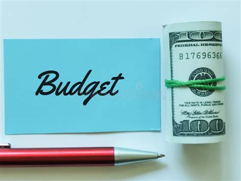 Text Budget Written On Blue Paper Card Stock Image Image Of Cash