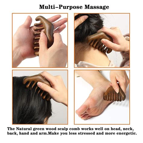 Natural Wood Wide Tooth Hair Comb For Scalp Massage And Acupoint Relief