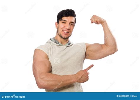 Muscular Man Isolated On The White Stock Image Image Of Muscle Shape