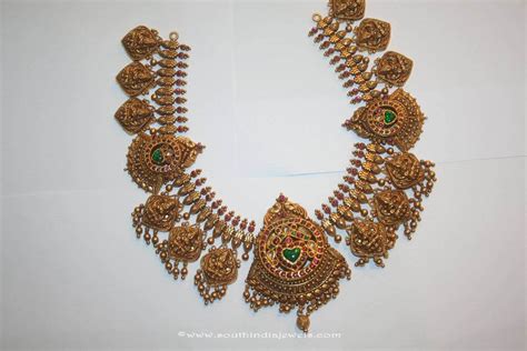 Gold Antique Temple Choker Necklace South India Jewels