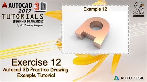 Autocad 3d Practice Drawing Exercise 12 Autocad 3d Example Tutorial Youtube