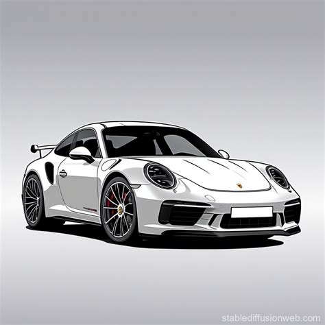 Porsche 911 Driving into Distance - Cartoon Style | Stable Diffusion Online