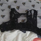 Aranmei Women Sexy Lingerie Set With Garter Belt Hollow Out Lace Bra And Panties Set 3 Piece