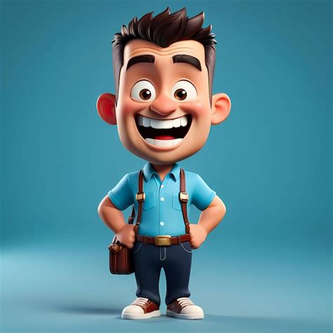 Premium Photo 3d Cartoon Character 3d Happy Cartoon Illustration 3d