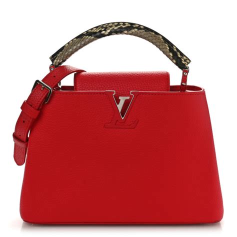 LOUIS VUITTON Taurillon Snakeskin Capucines PM Rubis 1383501 FASHIONPHILE