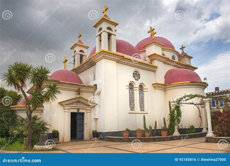 Greek Orthodox Church Of The Twelve Apostles In Capernaum Israel Stock