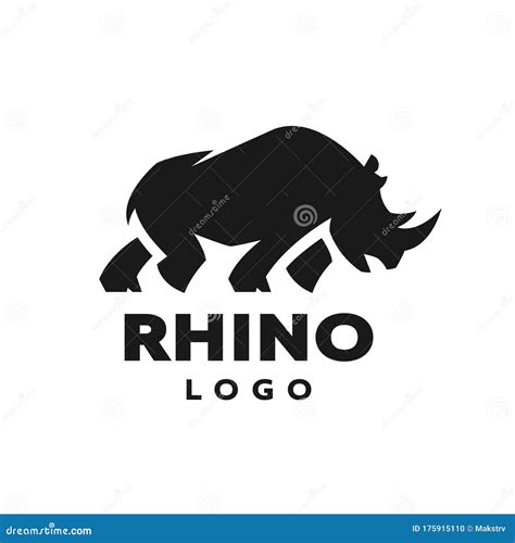 African Rhino Silhouette Logo Symbol Vector Illustration Stock