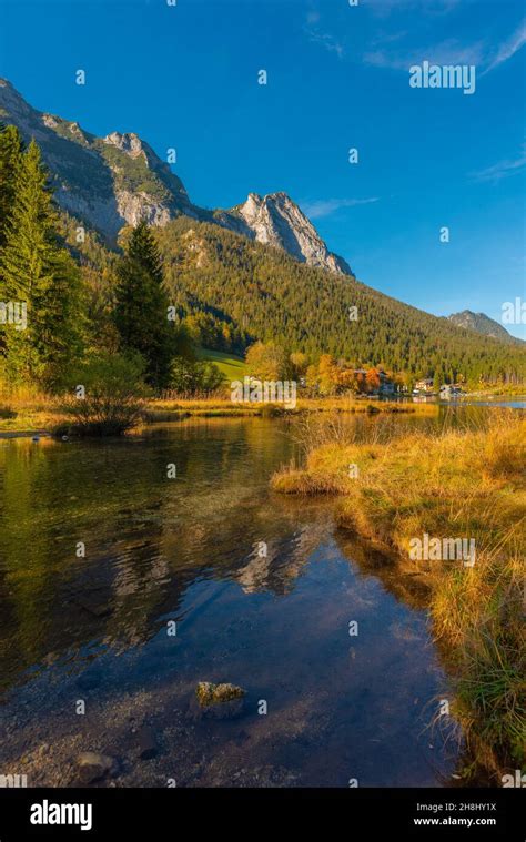 Lake Hintersee In The Bavarian Alps In Its Wonderful Autumn Colors