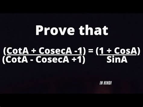 Prove That Cota Coseca Cota Coseca Cosa Sina