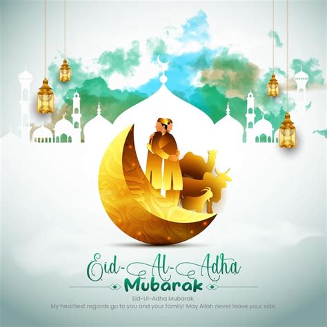 Tarjeta De Felicitación De Eid Al Adha Mubarak Y Plantilla Gratuita Para El Post Del Festival