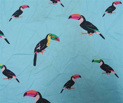 Home Decor Fabric Bird Printed Fabric Aqua Blue Fabric Etsy