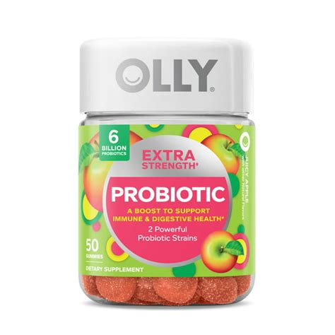 Olly Extra Strength Probiotic Gummy 6 Billion Cfus 2 Strains 50 Ct