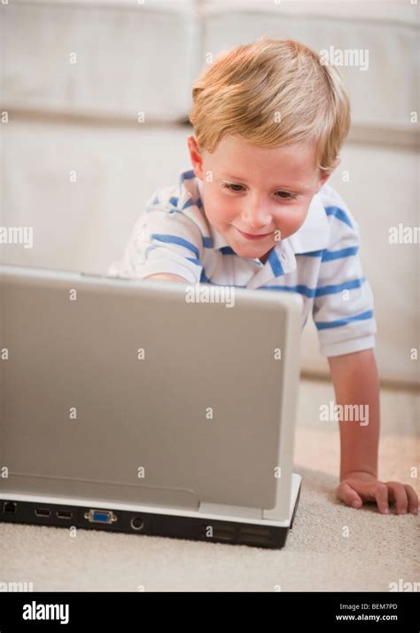 Child Playing On Computer Stock Photo Alamy