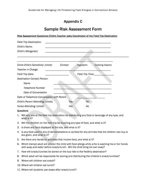 Fillable Online Sde Ct Sample Risk Assessment Form Fax Email Print