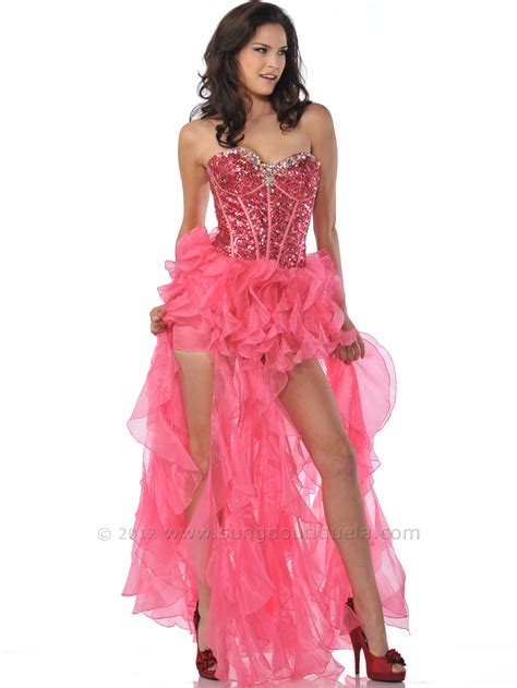 Sequin Corset Top Prom Dress With Ruffle Hem Sung Boutique L A