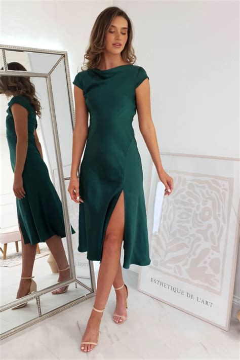 Ranela Twist Back Detail Midi Emerald Green In 2023 Green Midi