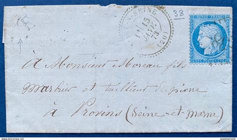 1871 1875 Cérès Lettre n60 I 25c oblit GC 38 Càd AISEY S SEINE