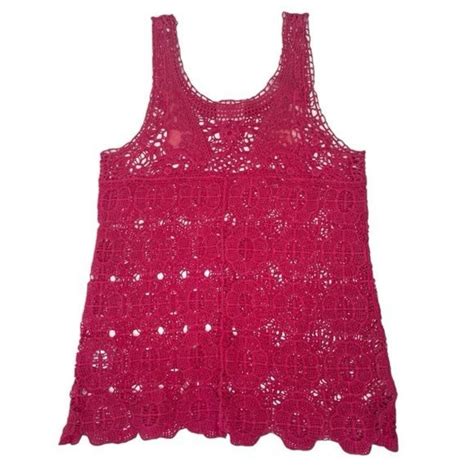 Boho Fairy Crochet Lace Tank Top Hot Pink Lace Depop