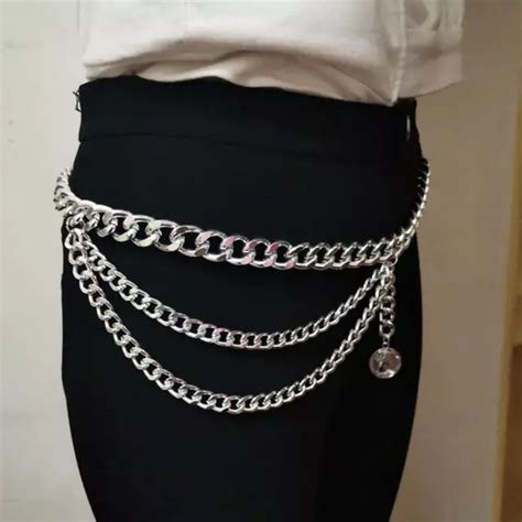 Punk Style Hip Hop Multi Layer Waist Chain Women Dress Pants Belt Metal