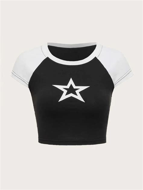 Our Grunge Punk Star Print Raglan Sleeve Tee Is Such A Vibe Clothes