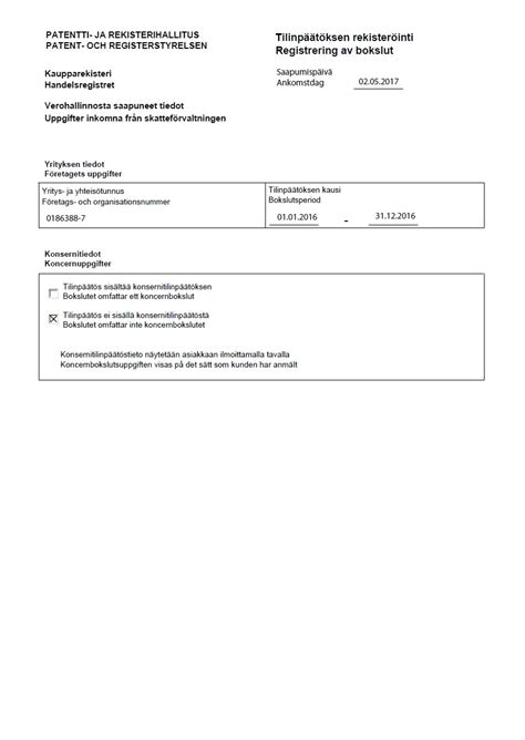 Extracts from commercial register of Finland