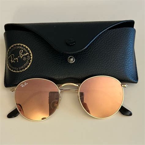 Ray Ban Accessories Round Flat Lenses Gold Frame Pink Lenses Poshmark