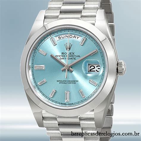 Rolex Day Date Masculino Mm Mostrador Azul Gelo Autom Tico