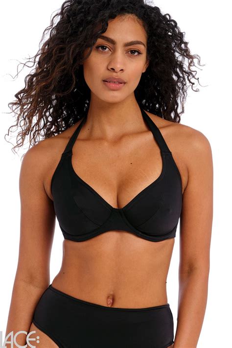 Freya Swim Jewel Cove Bikini Halter Bikini Top F I Cup Plain Black